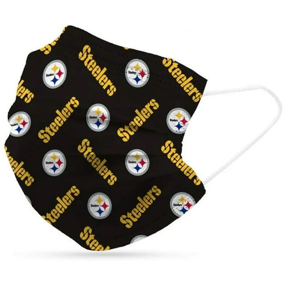 NFL Logo Brands Pittsburgh Steelers Disposable Face Mask - Pack of 6