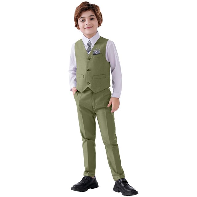 Suit Reskay de 5 piezas para niños con chaleco, pantalones y corbata, talla 12
