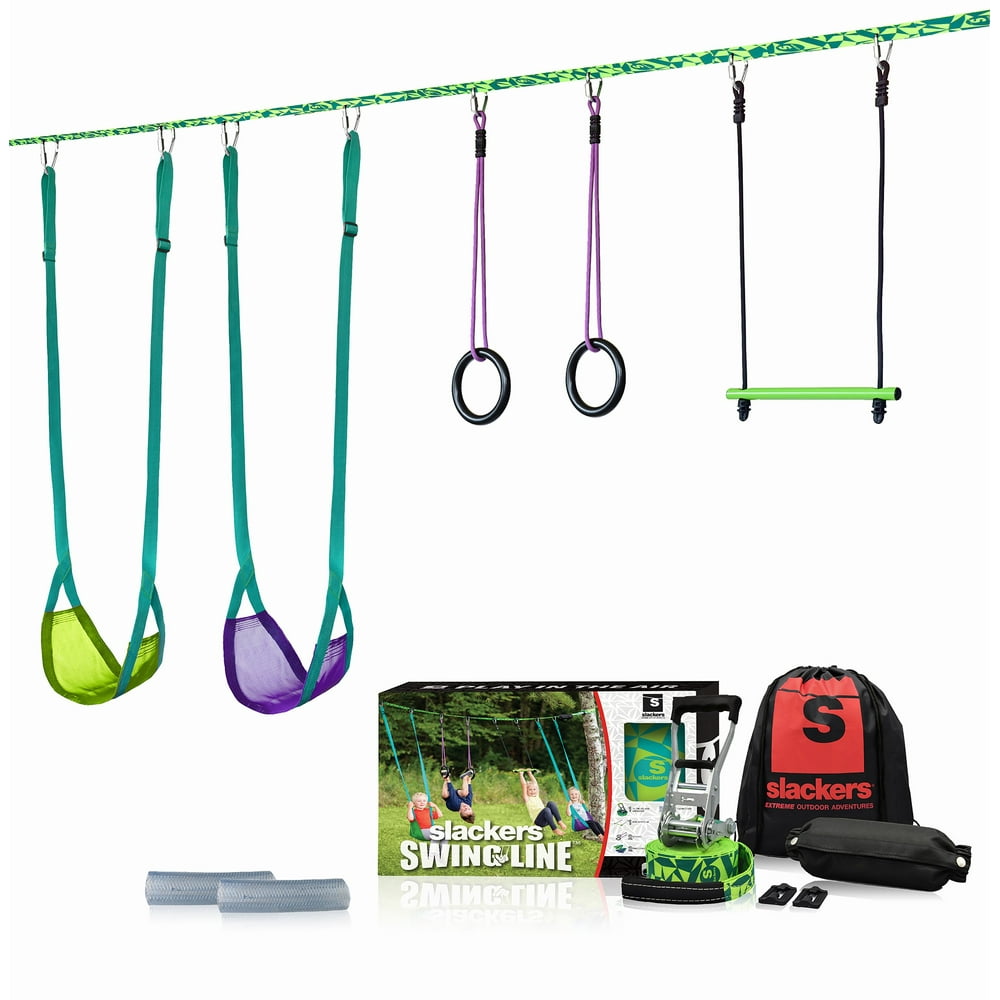 Slackers Swingline Portable Instant Swing Set with 4 Swinging Obstacles