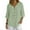 Green, variant on RKSTN Summer Tops for Women Cotton Linen Blend Shirt Solid Color Three Quarter Sleeves V Neck Buttons Breathable Versatile Outing Travel Pullover Blouses