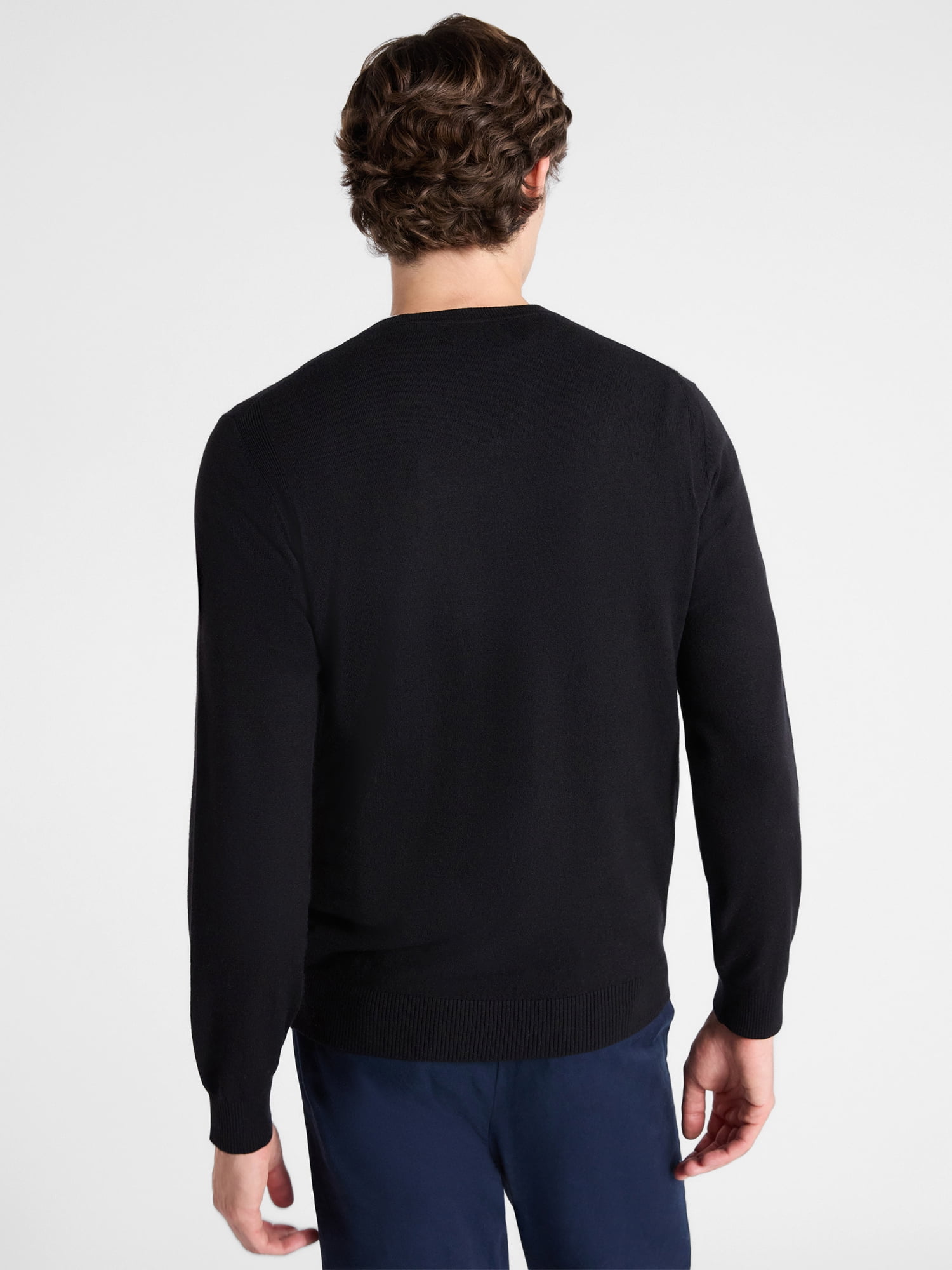 Free Assembly Men's Cozy Yarn Everyday V-Neck Sweater with Long Sleeves, Size XS-3XL