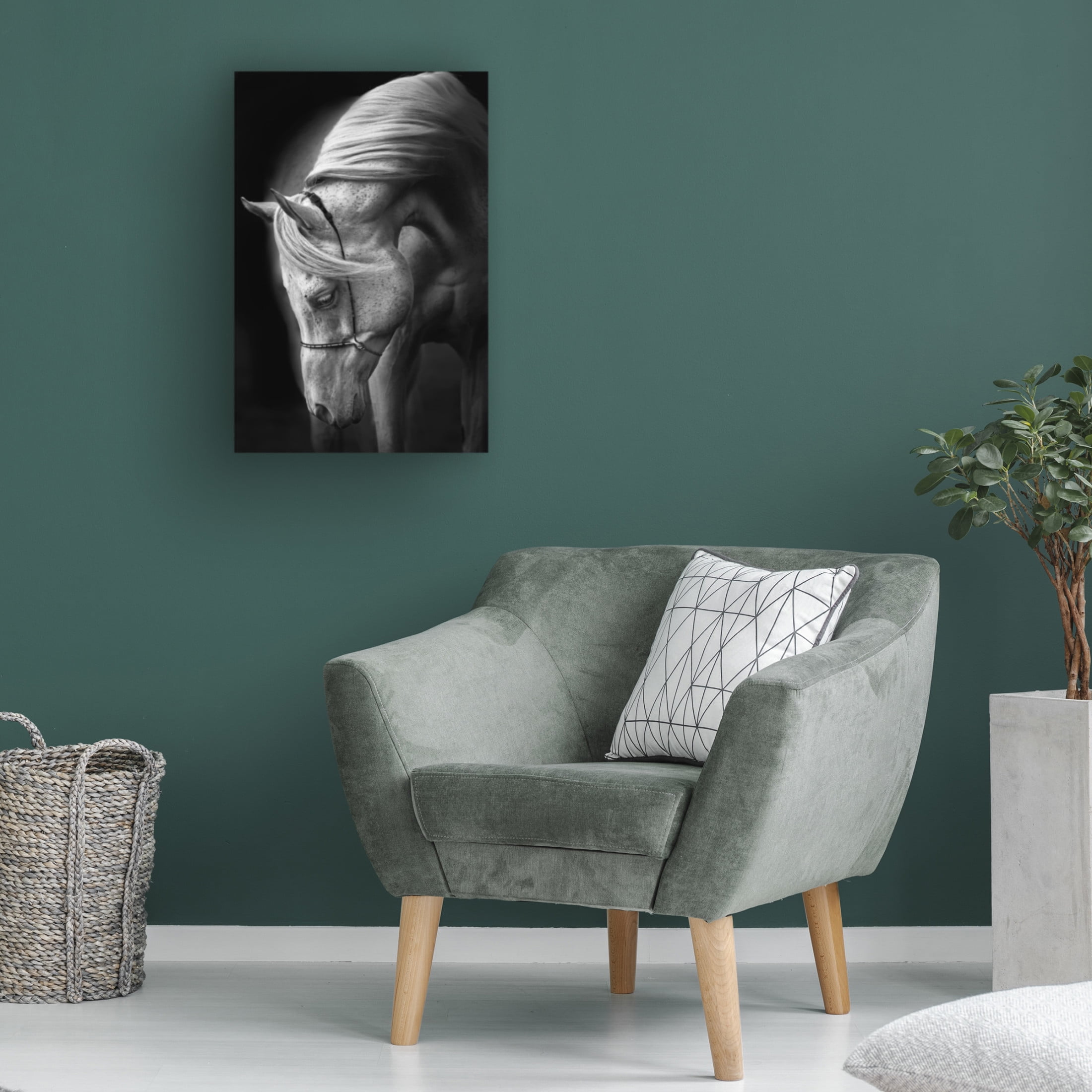 Canvas Wall Art - Ulrike Leinemann 'White Stallion' Wall Art for Living Room, Bedroom, or Office Décor by Trademark Fine Art - 30 x 47 Inches