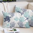 thumbnail image 2 of Teal Blue Coastal Queen Pillow Covers,Sea Turtle Nautical Coral Summer Beach Breathable Throw Pillow Cases with Invisible Zipper,Decorative Pillowcase Pillows Protectors for Sofa Bed Chair 20"x30", 2 of 9
