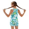 thumbnail image 2 of COEQINE Girls Two Piece Tankini Swimsuit with Shorts, Crewneck Sleeveless Swimming Bathing Suit Racerback Summer Beach Swimwear for Big Kid Age 12-13, Turquoise Floral, 2 of 8
