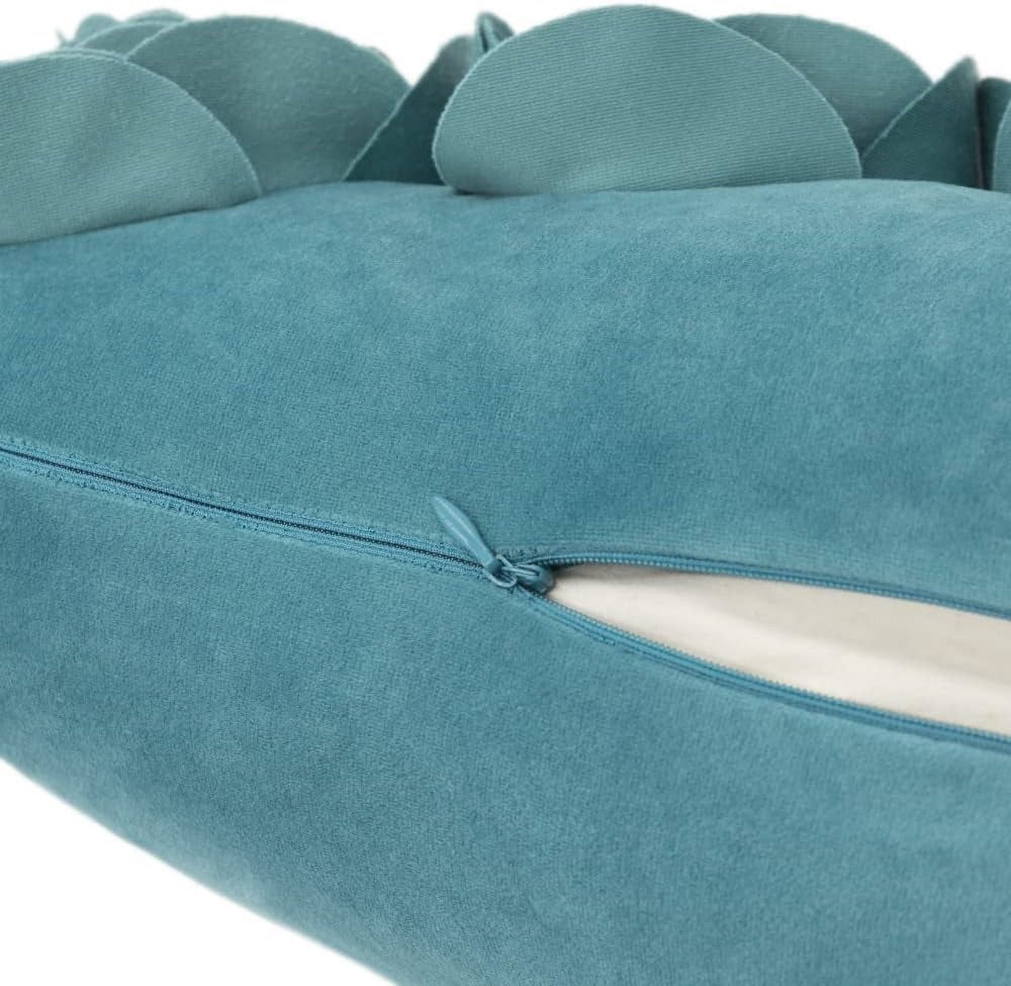 JWH 3D Decorative Lake Blue Velvet Rose Throw Pillow Covers for Sofa Bedroom Decor 12x20inch