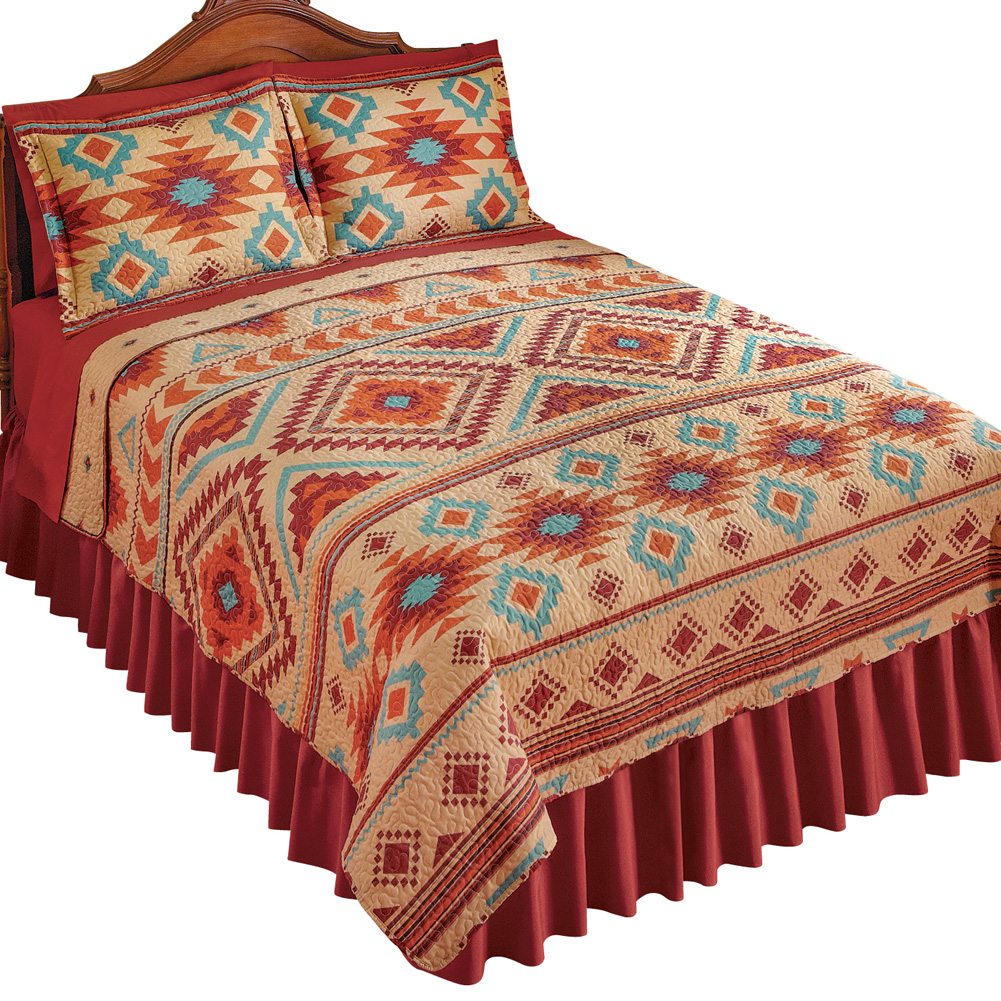 Collections Etc Aztec Southwest Patterns Quilt MULTI FULL/QUEEN