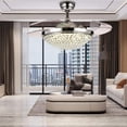 thumbnail image 5 of Miumaeov 42 inch Fan Ceiling Light and Remote Control Kit, Invisible Ceiling Fan with Light Crystal Chandeliers Fan LED Three-Color Lights Retractable Blades, Silver, 5 of 8