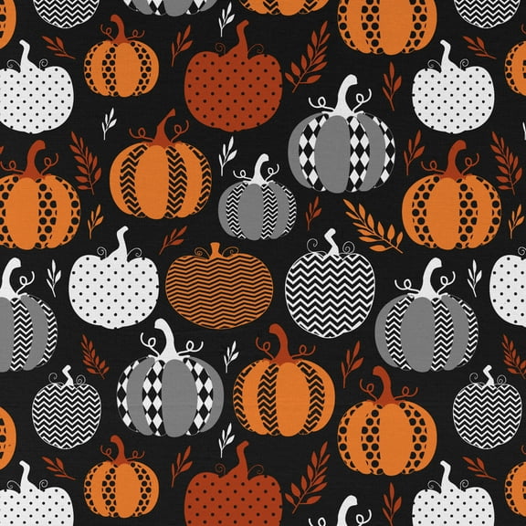 David Textiles 1-Yard Cotton Night of Pumpkins Precut Fabric, Black