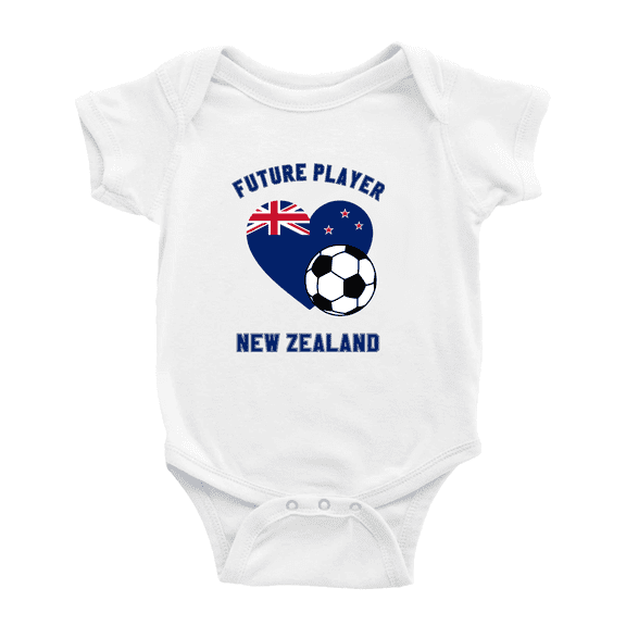 Future Soccer Player New Zealand Soccer Fan Cute Baby Rompers Newborn Clothes Outfits (White, 12-18 Months)