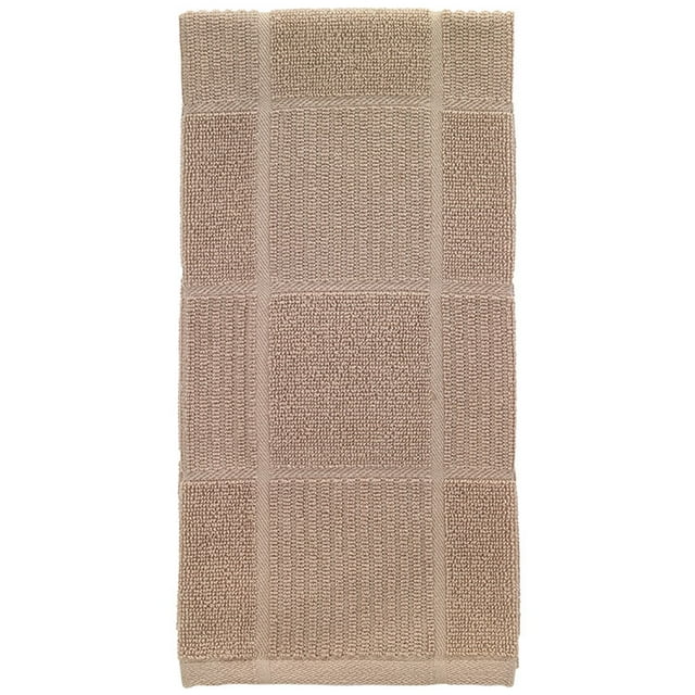 T-fal Textiles 10959 Solid Color Parquet Design 100-Percent Cotton Kitchen Dish Towel, Sand, Single