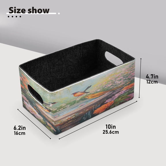 BZSMCE Shelf Baskets Plainting Of Colorful Birds Pattern Storage Cube Bins 10.1*6.3*4.7in Set of 2