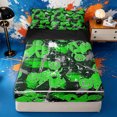 thumbnail image 2 of meiyoeat Dirt Bike Pattern Zipper Twin Comforter Sets with Fitted Sheet and 2 Pillowcases for Boys,Graffiti Art Zipper Bedding Set for Bedroom,Green Gray,Reversible, 2 of 6