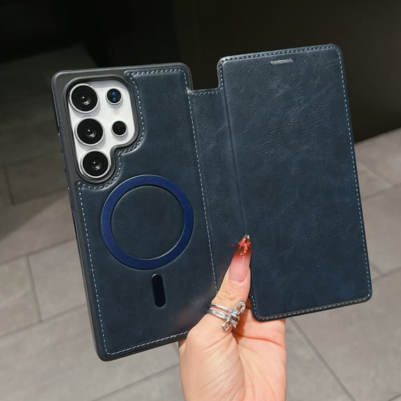 Allytechgroup for Galaxy S23 Plus Wallet Case Compatible with MagSafe, PU Leather Folio Card Holder RFID Blocking Shockproof Flip Cover Hidden Closure Phone Case for Samsung Galaxy S23 Plus, Blue