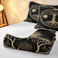 thumbnail image 4 of Homewish Bohemian Nature Tree Twin Quilt Set,Vintage Sun Moon Twin Coverlet Set,Black Gold,Black Reversible,2 Pieces, 4 of 7