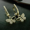 thumbnail image 3 of 2 CT Round Cut White Moissanite Butterfly Drop Earrings 14K Yellow Gold Plated, 3 of 3