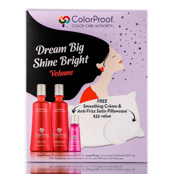 Volume Gift Set , ColorProof Dream Big Shine Bright Volume Gift Set, hair scalp beauty - Pack of 3 w/ SLEEKSHOP 3-in-1 Comb-Brush