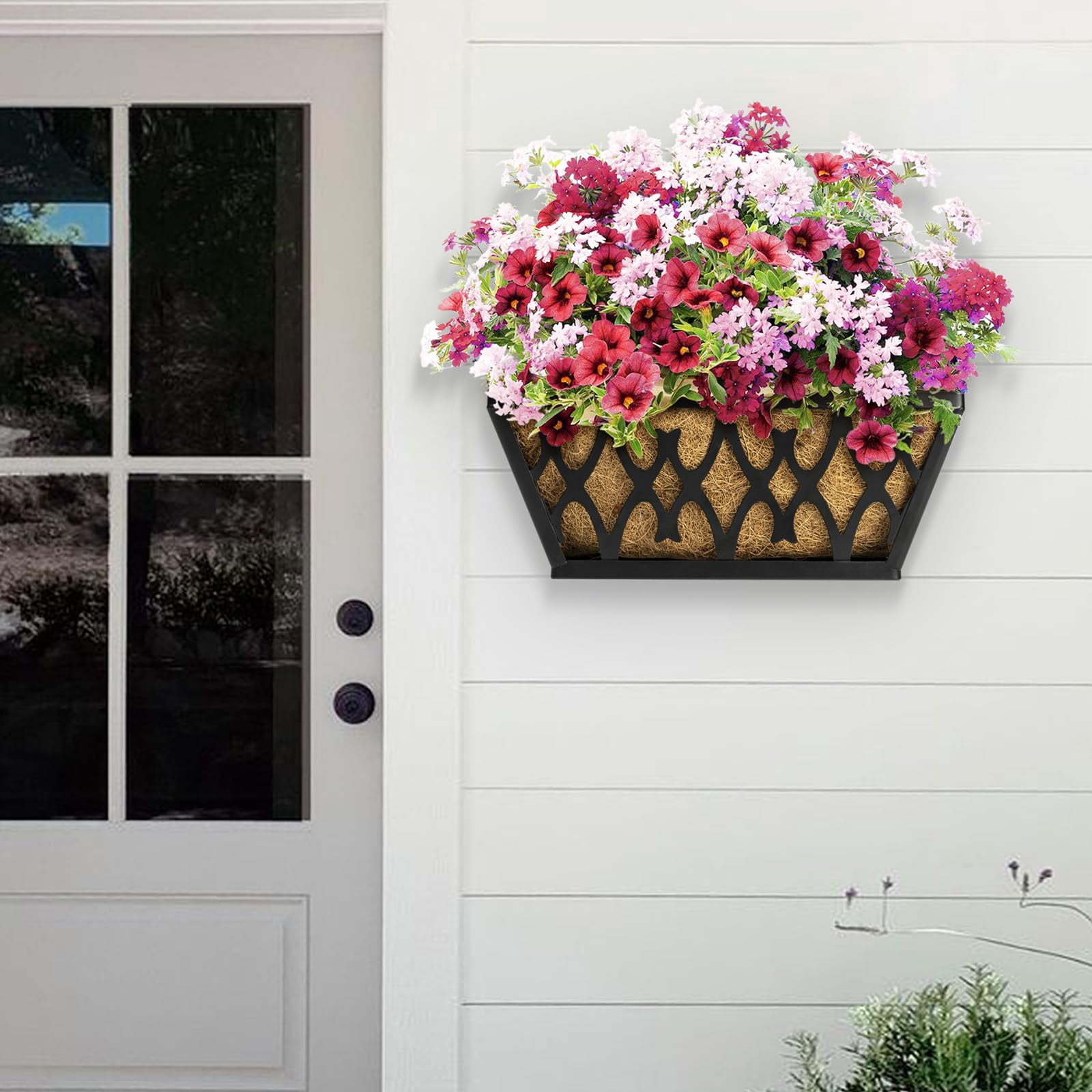 14 Inch Window Boxes 4 Pack-black Rectangular Outdoor Hanging Garden Planter