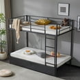 thumbnail image 4 of Ktaxon Metal Twin over Twin Bunk Bed Frame with LED Light & Charging Station & 2 Drawer for Bedroom, Black, 4 of 9