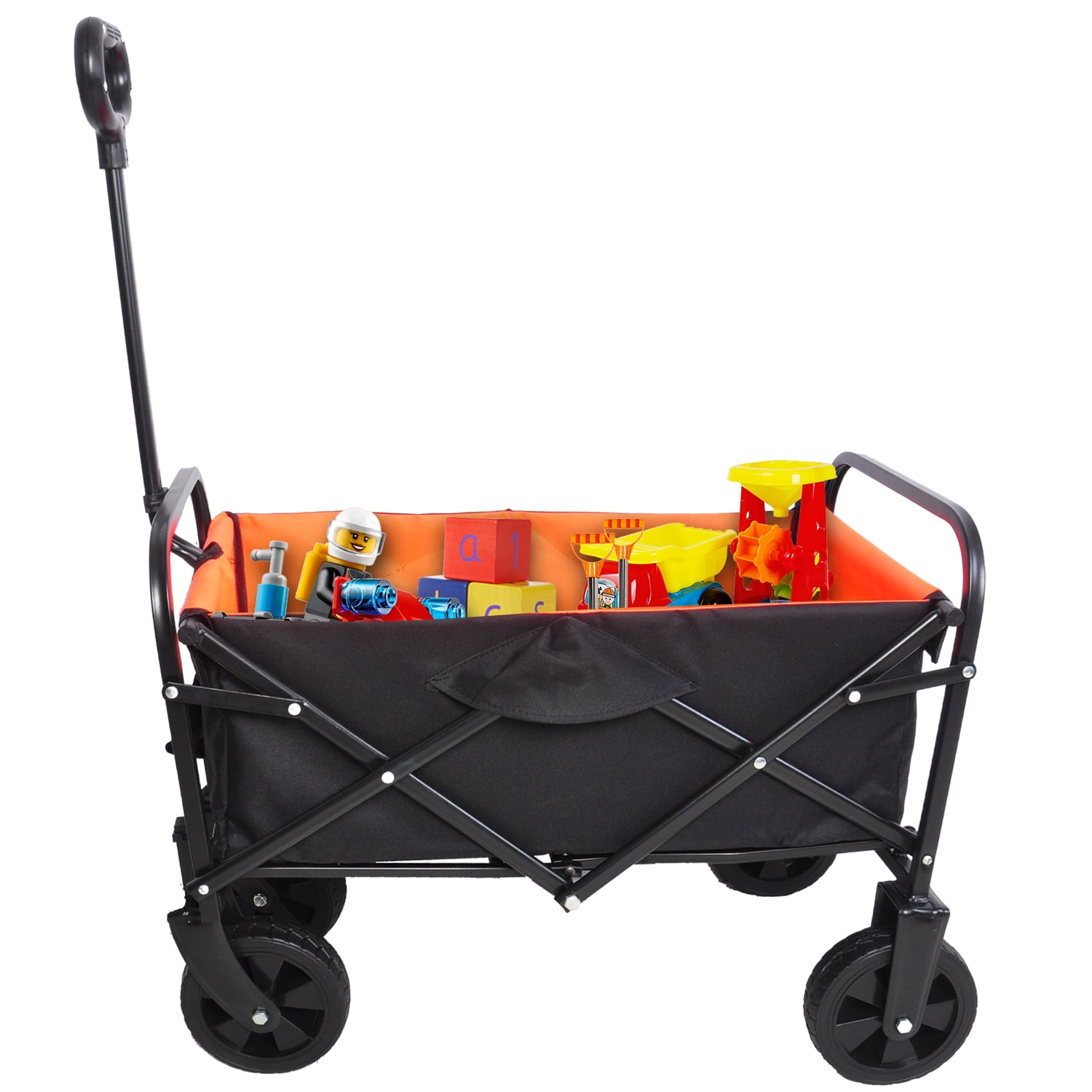 Folding Shopping Cart with 4 Wheels Transit Utility Cart Grocery Camping Cart 