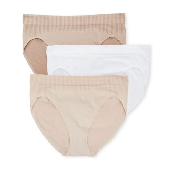Women's Bali DFMSH3 Comfort Revolution Seamless Hi Cut Panty - 3 Pack (Blush/White/Sandshell 7)