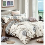 Swanson Beddings Daisy Silhouette Floral Print 3-Piece 100% Cotton Bedding Set: Duvet Cover and Two Pillow Shams (King)