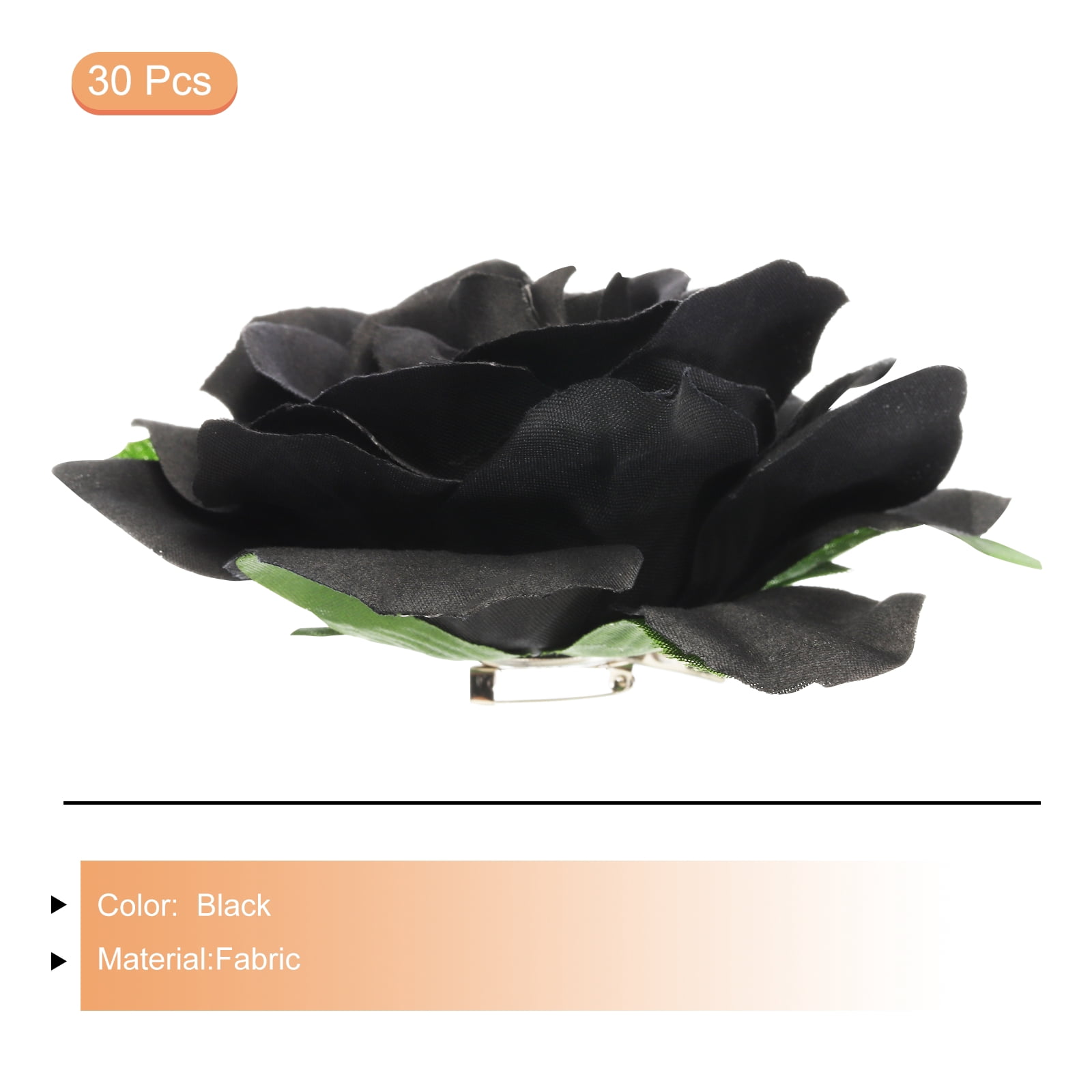 30 Pcs Rose Flower Hair Clips 4 Inch Flower Hair Pins for Women Hair Accessories Black