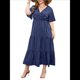 thumbnail image 2 of Vestido Informal de Lunares para Mujer, Talla Grande, de Verano, Corta, Cuello en V, Holgado, Escalonado Azul XXL, 2 of 9