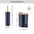 thumbnail image 4 of Navy Blue Bathroom Set with Bamboo Lid - Matte Metal Trash Can and Toilet Brush, 4 of 8
