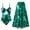 Green, variant on 3 Piece Swimsuits for Women High Waisted Bikini Sets Retro Swimsuit with Cover up Beach Chiffon Maxi Wrap Skirt(Red,XL)