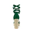 thumbnail image 2 of BLISSFUL STEP Women's Square Toe Lace Up Block High Heel Platform Sandals Emerald Green 8, 2 of 7