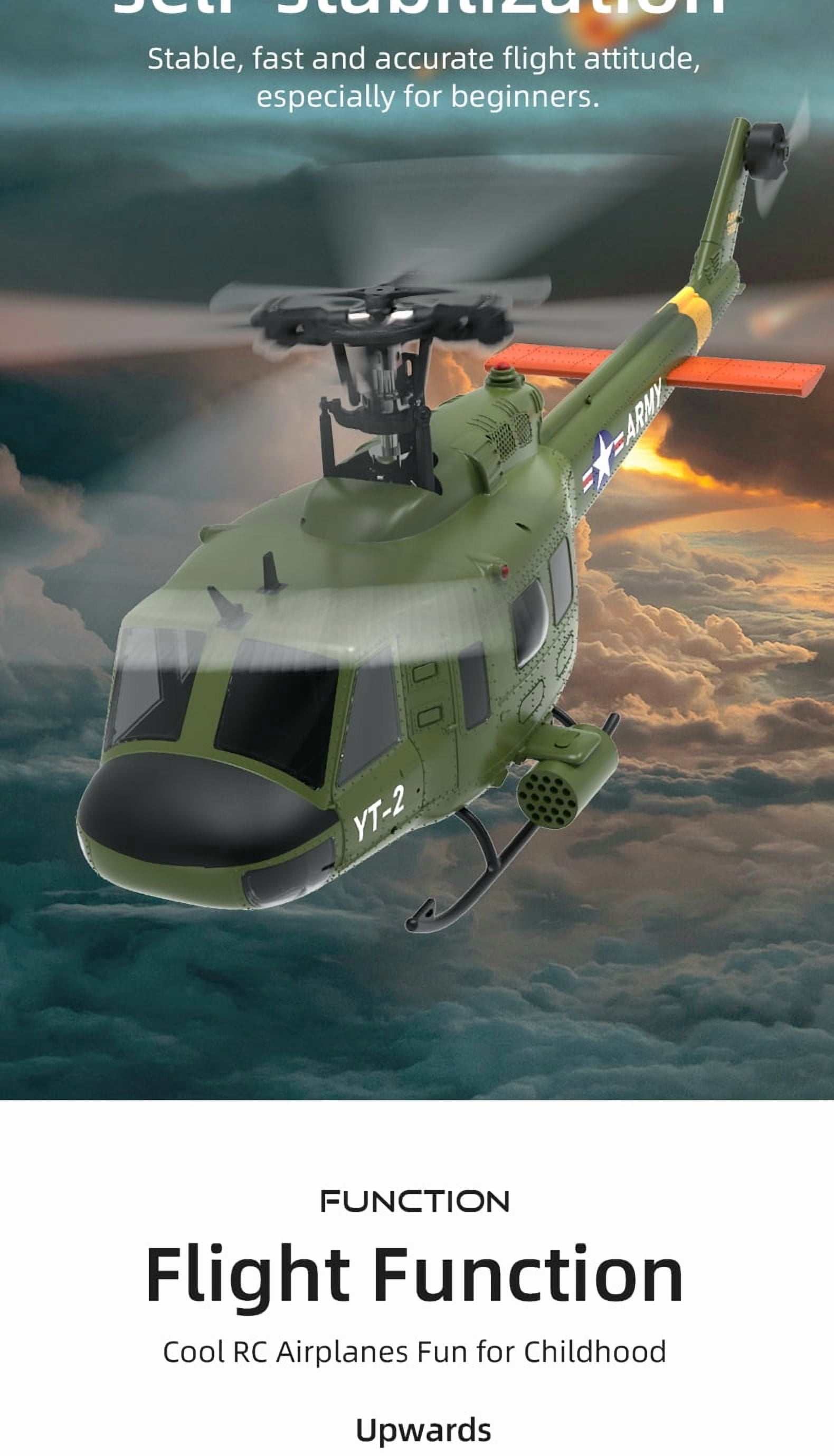 YUXIANG F07 UH-1 Huey 6CH RC Helicopter, 1:34 Scale Brushless Flybarless Helicopter with Optical Flow & Altitude Hold, 2.4GHz Military Aircraft Model Gift for Adults (RTF Version)