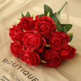 thumbnail image 1 of 10 cabezas/ramo de nuevas flores artificiales de rosas francesas, mesa de hogar, flores, decoración de boda, flores falsas de seda, rosas Adepaton 2027202-1, 1 of 3