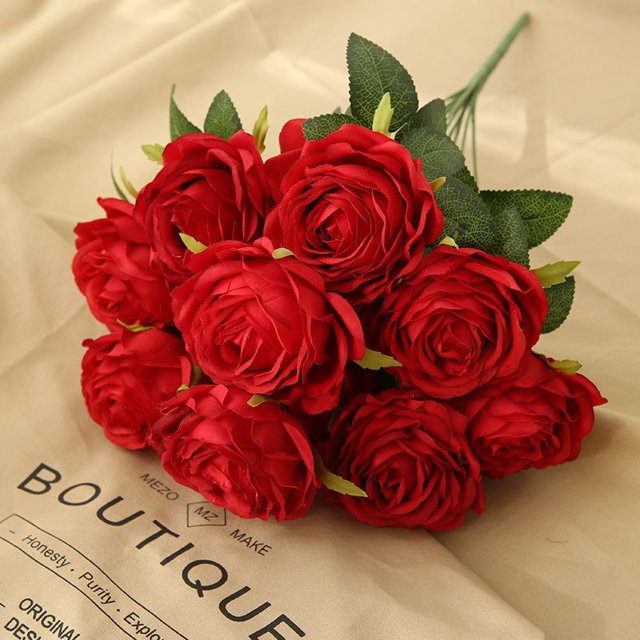 10 cabezas/ramo de nuevas flores artificiales de rosas francesas, mesa de hogar, flores, decoración de boda, flores falsas de seda, rosas Adepaton 2027202-1