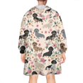 thumbnail image 2 of Wearable Oversized Blanket,Dachshund and Flower Wearable Blanket Hoodie for Adults,Cozy Hooded Blankets with Super Pockets,Super Warm Fuzzy Pullover for Women & Men, 2 of 6