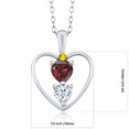 thumbnail image 2 of Gem Stone King 925 Sterling Silver Red Garnet White Moissanite and Yellow Sapphire Pendant Necklace for Women (0.84 Cttw, Gemstone January Birthstone, Heart 5MM and 4MM, with 18 inch Silver Chain), 2 of 3