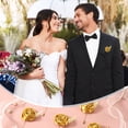 thumbnail image 6 of 6pcs Black Rose Boutonnieres Flower Buttonholes Pocket Boutonnieres Pins with Leaf for Wedding (4.7 x 2 Inch), 6 of 6