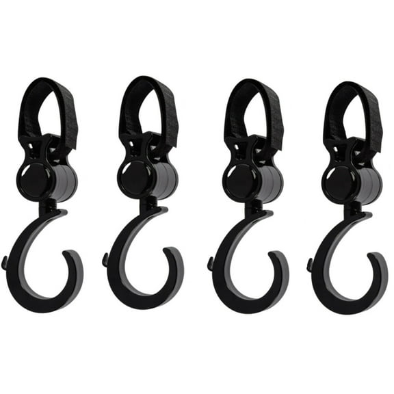 Baby Stroller Hooks Clips - Zinc Alloy Multifunctional Hooks 361-degree Rotating Firm Non-Slip Stroller Hook for Buggy Baby Carrier Bike Bicycle Car Headrest
