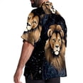 thumbnail image 3 of Leo Constellation Men's Short Sleeve Poplin Shirt, Casual Button Down Shirts, Printed Summer Beach Shirt, Unisex Casual Button Down Top, 3 of 6