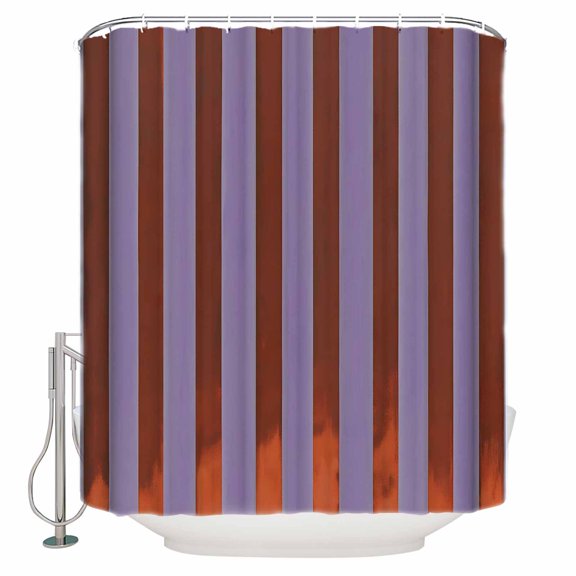Small Stall Shower Curtain 36x72 Inch Narrow Half Size Purple Burnt Orange Striped Bath Curtains Bathroom Decor Minimalist Stripe Farmhouse Waterproof Fabric Shower Curtain Set with Hooks 36 Inch