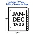 Avery Ready Index JanDec 12 Tab Binder Dividers, Customizable Table of