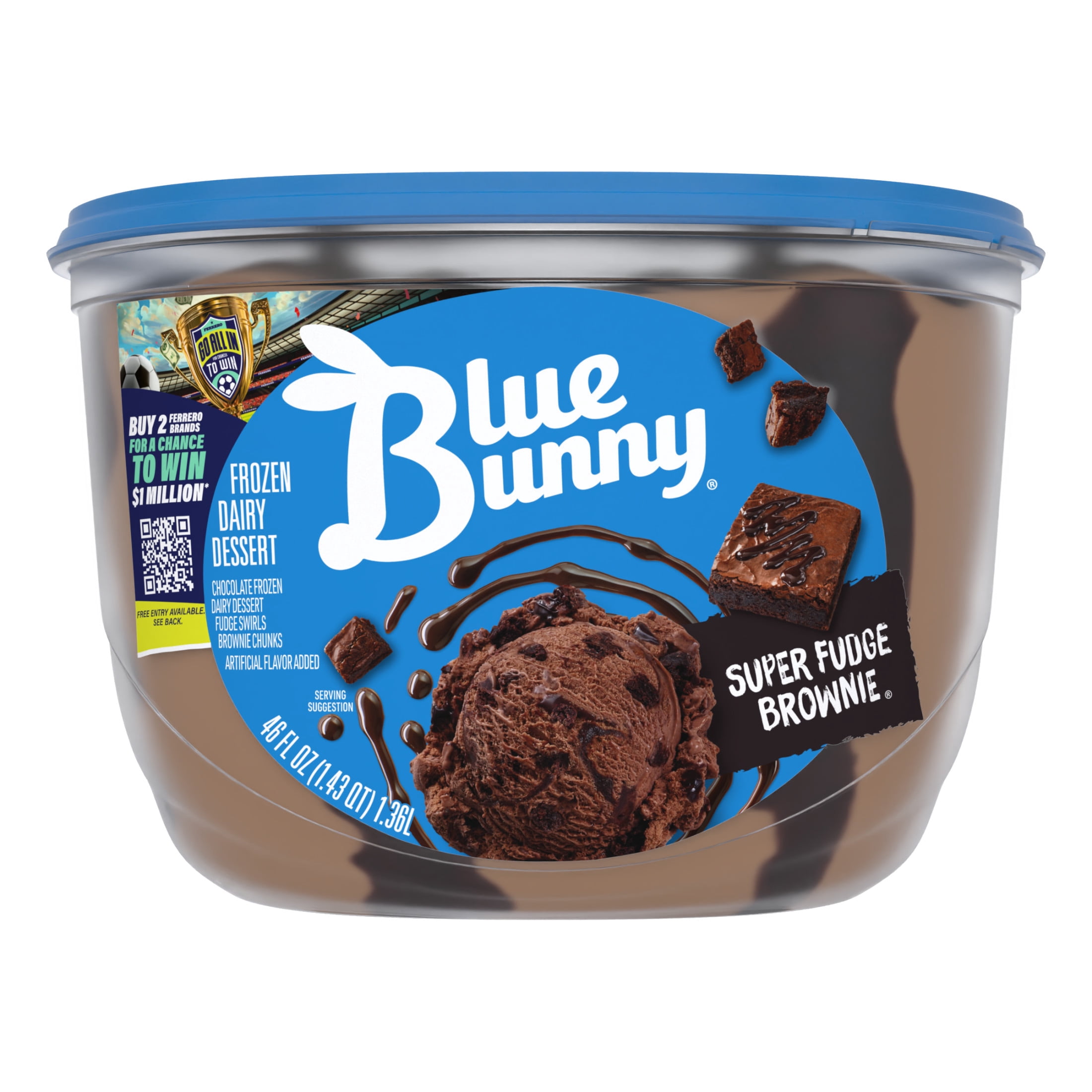 Blue Bunny Super Fudge Brownie Premium Frozen Dessert, 46 fl oz