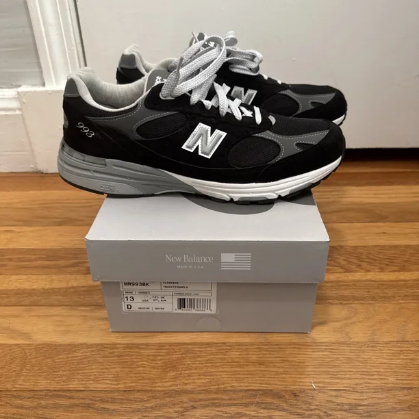 New Balance 993 Black/White - Size 13D - Shoes MR993BK - Made In USA
