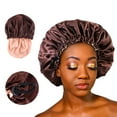 thumbnail image 5 of Harmtty Nightcap with Elastic Band 2-layered Extra Large Sleeping Satin Bonnet Smooth High Density Women Braids Curly Night Hat Sleeping Cap for Home Salon, 5 of 8