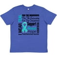thumbnail image 3 of Inktastic Ovarian Cancer I Wear Teal Ribbon Tribute Youth T-Shirt, 3 of 5