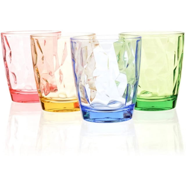 Vasos de plástico de 300 ml para niños, vasos de agua, vajilla, vasos coloridos, perfectos, reutilizables (4 colores)