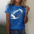 thumbnail image 2 of Bibifish Womens Tshirts Football Print Glitter Short Sleeve Tops Summer Football Season Crew Neck Slim Fit Pullover T-Shirts, 2 of 5