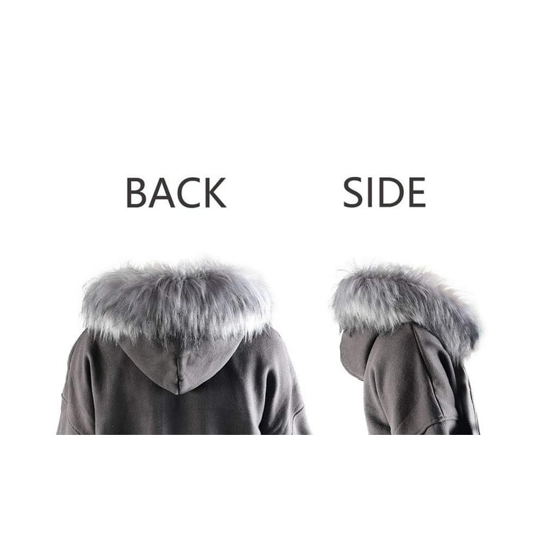 Vogue Cloud Faux Fur Trim for Hood Detachable Fur Hood Trim of Winter Coat  Unisex（Black-85） 