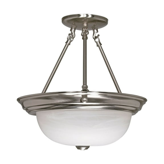 60/202 Nuvo Lighting Three Light Semi-Flush-15.25 Inches Wide by 15.5 Inches High-Brushed Nickel Finish-Alabaster Shade Color