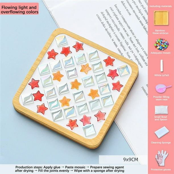 Xihbxyly Juego de Mosaicos, Kit de Posavasos de Madera para Hacer Tú Mismo, Colores y Texturas Vibrantes, Herramientas Completas para Manualidades, Alivio Del Estrés y Creatividad, Regalo Ideal para