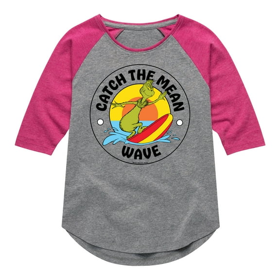 The Grinch - Catch The Mean Wave - Toddler & Youth Girls Raglan Graphic T-Shirt
